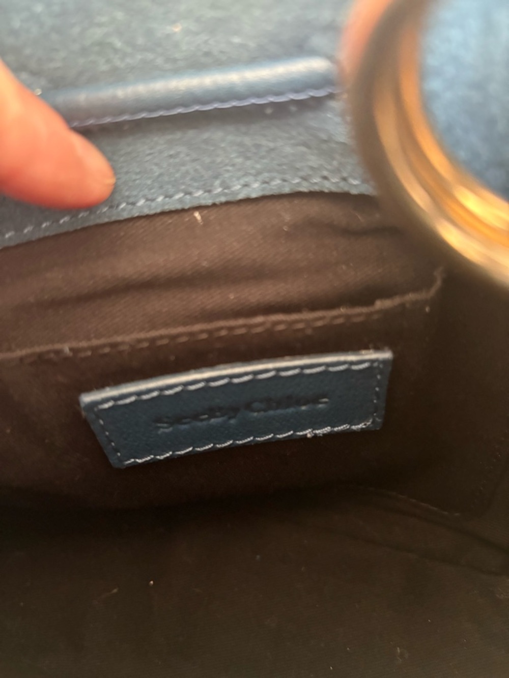 See By Chloe Blue Suede & Leather, 2 way Shoulder Bag with Gold Hardware. Rare - Picture 7 of 11